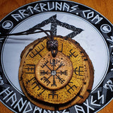 Viking pendant with viking compass vegvísir symbol