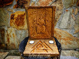 Altar madera Odín y Valkirias con simbolo Valknut
